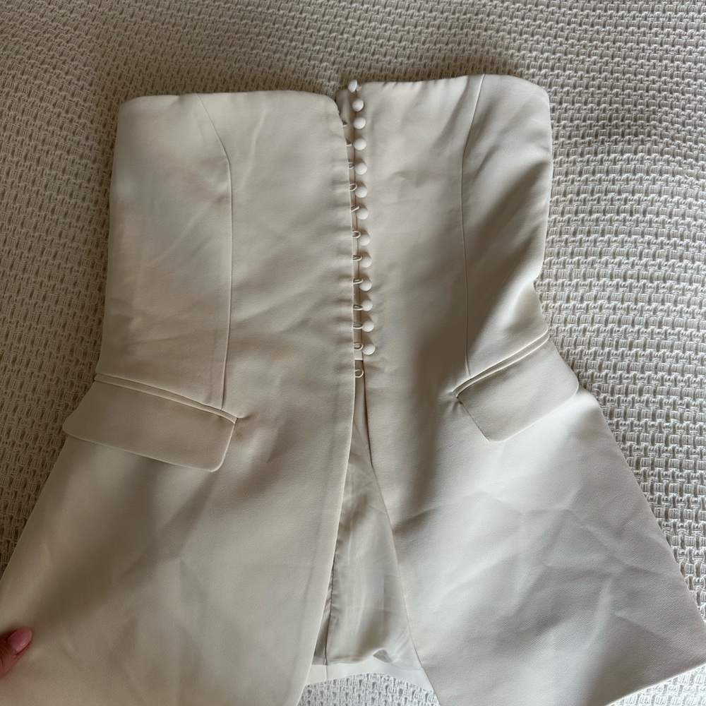 Because of Alice Cream Strapless Blazer Top size XS